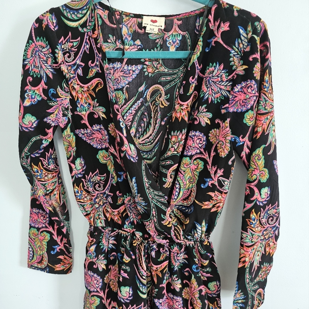 One Clothing Multicolor Paisley Romper‎